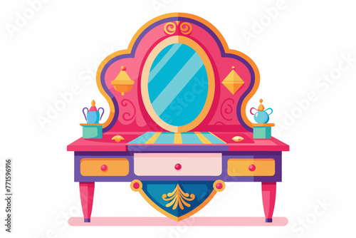 Awesome dressing table design colorful vector on white background.