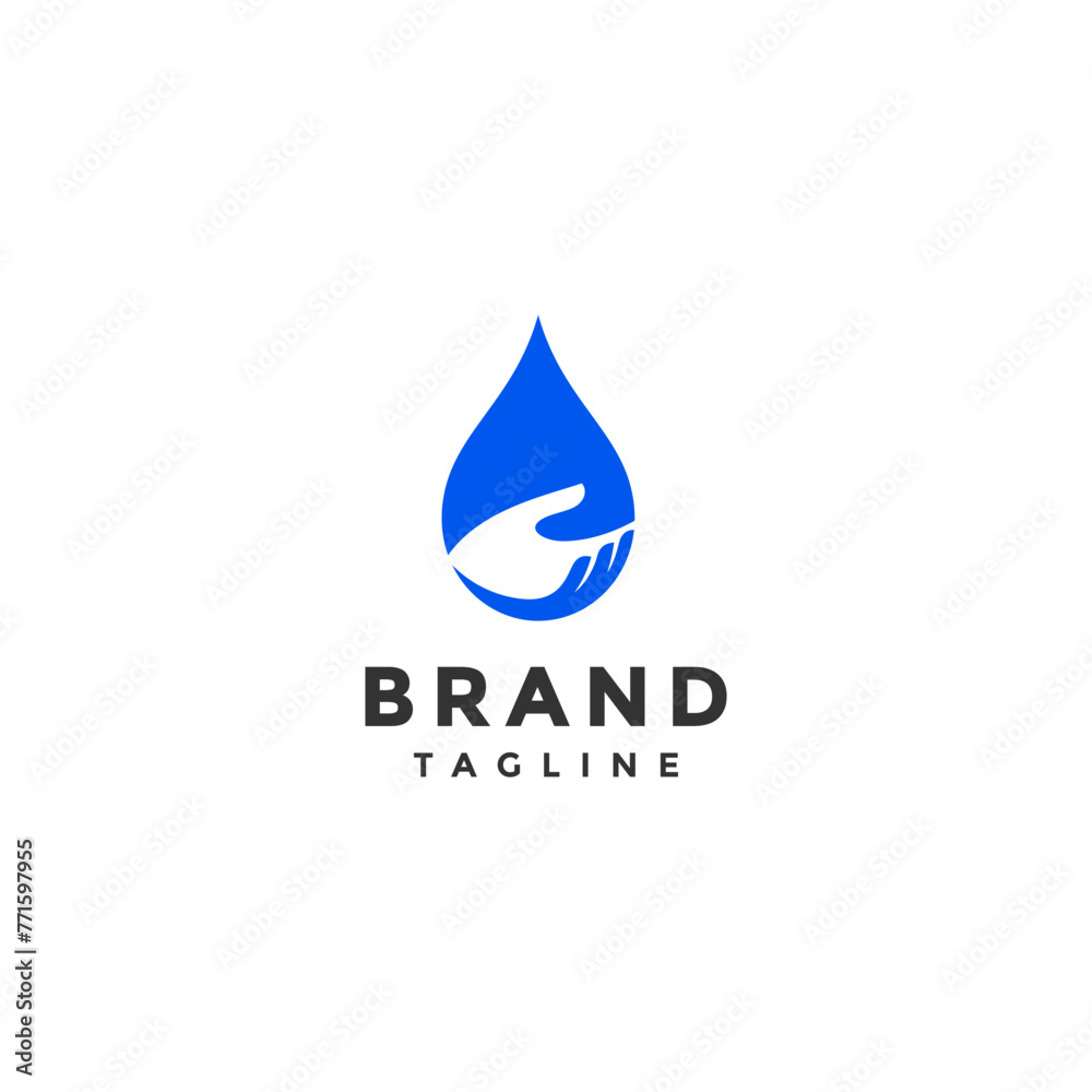 Silhouette of Open Hands Inside Water Drops Logo Design. Water Drops Icon With Hands Underneath Logo Design. Silhouette of Open Hands Inside Water Drops Logo Design. Water Drops Icon With Hands Underneath Logo Design.