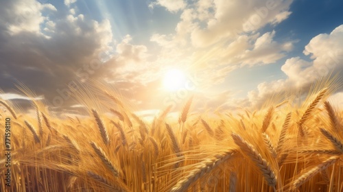 Golden Wheat Field Under Radiant Sunlight © Tanasorn
