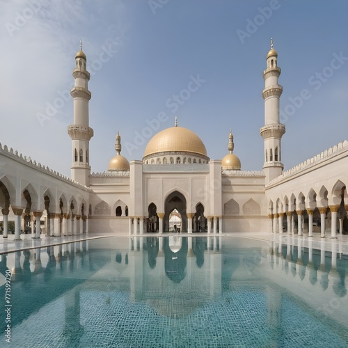 Intricate mosque building and architecture with a dome 