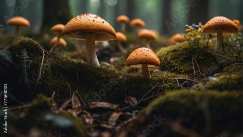 Enchanted Forest Tranquility A Captivating Mushroom Amidst the Woodland - Wallpaper