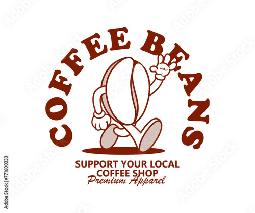  cartoon character of coffee Graphic Design for T shirt Street Wear and Urban Style	