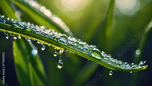 Drops of dew that wet the morning grass and give off a beautiful fragrance.
