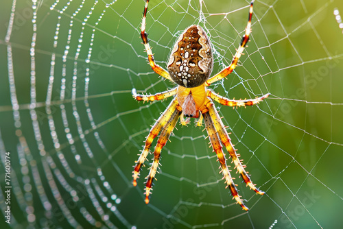 A spider is sitting in a web
