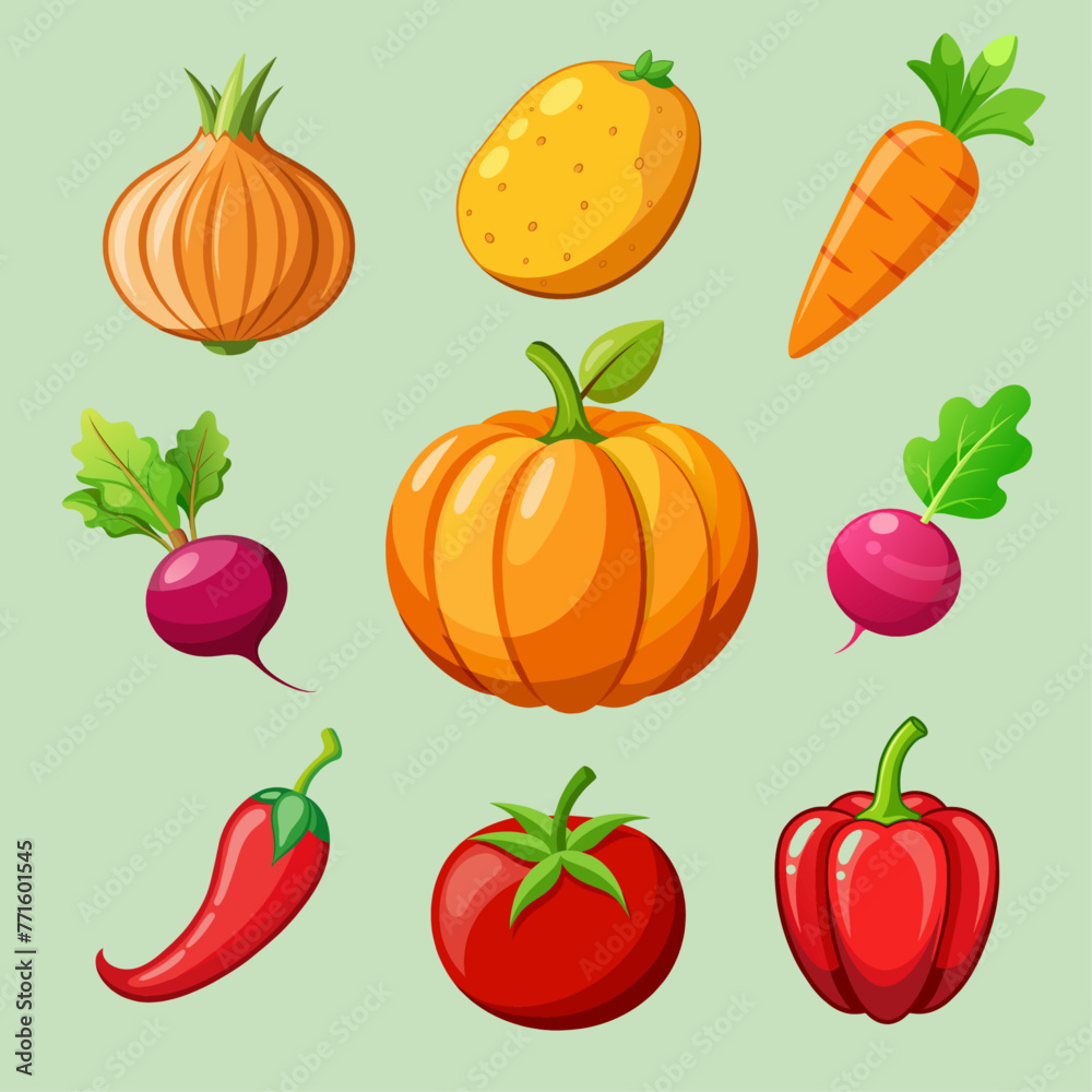 A set of vegetables. Various colorful vegetables. All kinds of vegetables for cooking, planting in the garden. A set of vegetables. Various colorful vegetables. All kinds of vegetables for cooking, planting in the garden.