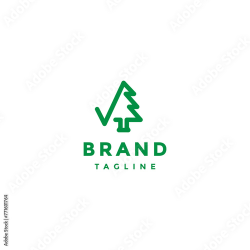 Simple Check Pine Line Logo Design. Check and Pine Trees Icon in One Line Logo Design. Free Download Simple Check Pine Line Logo Design. Check and Pine Trees Icon in One Line Logo Design. - GFXLoad