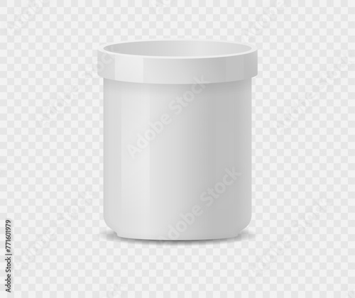 Set of realistic white ceramic flower pots isolated on transparent background. Pots of different shapes. 3D image. Design template for branding, mockup.
