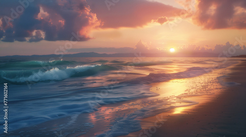 Beautiful sunset at calm beach, relaxation concept