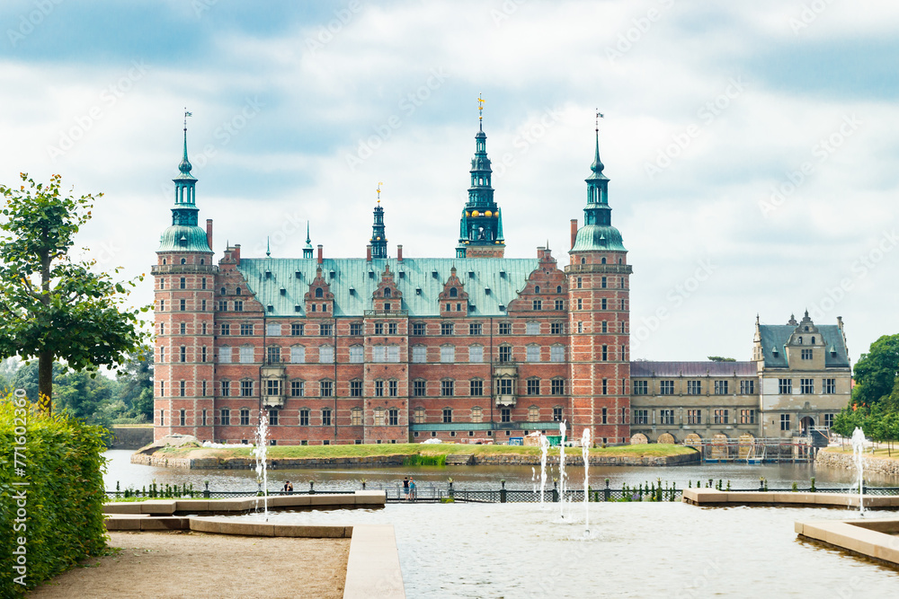 Naklejka premium View of Frederiksborg castle with park in Hillerod, Denmark