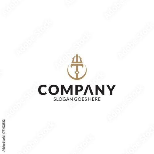 Trident and crescent logo in gold color