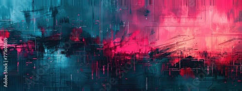 Abstract glitchy digital geometric art background photo