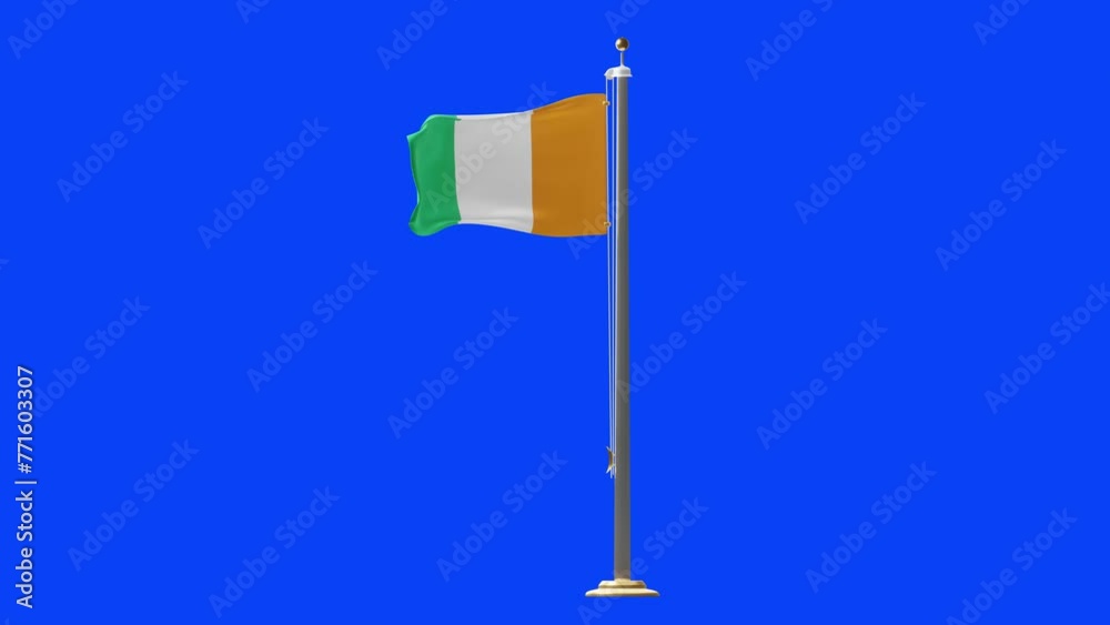 3d animation of cote d'ivoire flag rising	