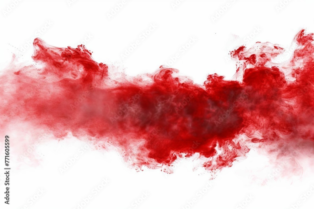Abstract Red Dust Explosion, Fog or Smoke Effect, Isolated on White Background, Digital Art