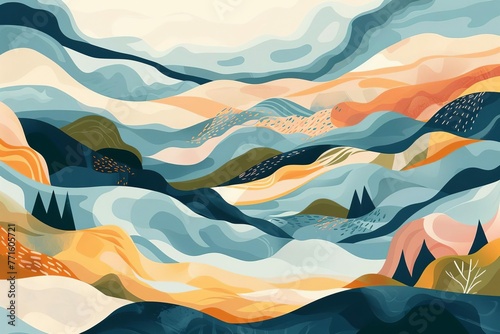 Abstract organic panorama wallpaper, nature-inspired background illustration