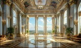 Interior of a royal residence palace castle of a kingdom in ancient times, Generative AI