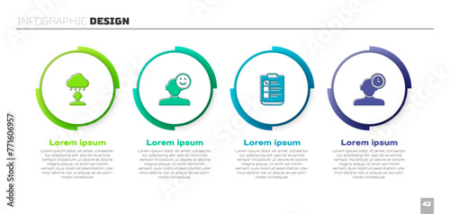 Set Depression and frustration, Good mood, Psychological test and Insomnia. Business infographic template. Vector