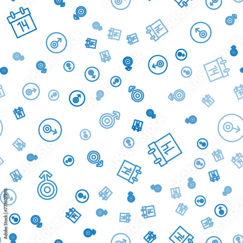 Set line Symbol Uranus, Calendar and Mars symbol on seamless pattern. Vector