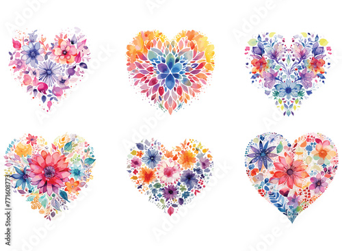 watercolor love shape Mandla floral vector photo