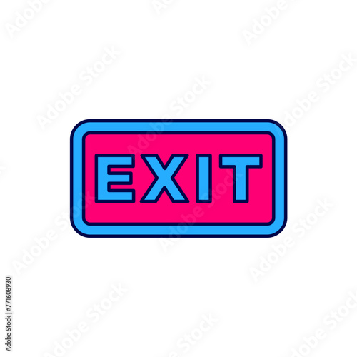 Filled outline Fire exit icon isolated on white background. Fire emergency icon. Vector