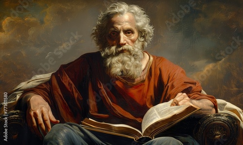 Prophet Samuel the divine messenger of God contemporaneous of King Saul, Generative AI photo