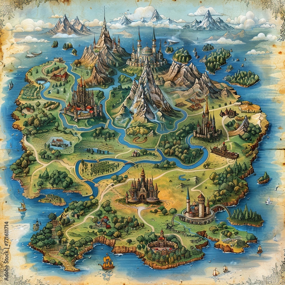 Detailed map of a fantasy world