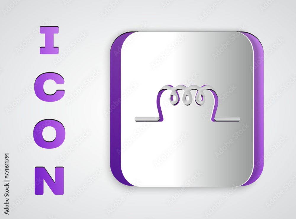 Paper cut Inductor in electronic circuit icon isolated on grey background. Paper art style. Vector Paper cut Inductor in electronic circuit icon isolated on grey background. Paper art style. Vector