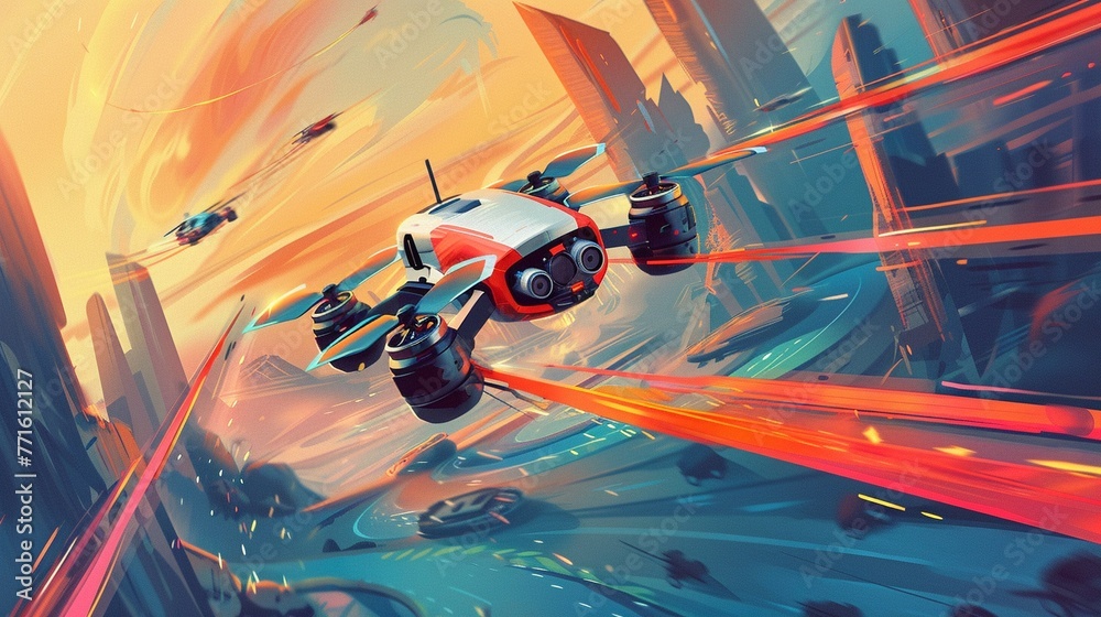 Drone racing in an obstacle course Drone racing in an obstacle course