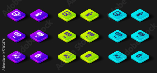 Set Auction painting, Price tag with Sale, Bid, auctioneer sells and icon. Vector