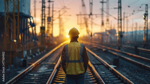 Collaborative Construction Leading a team of multidisciplinary professionals, an engineer coordinates the complex construction activities of the electric railway project Her leadership 