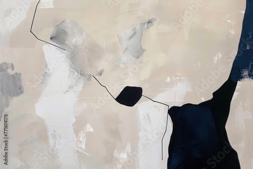 Abstract beige and black canvas art, ideal for modern interior design themes, neutral background ideal for modern wedding decoration