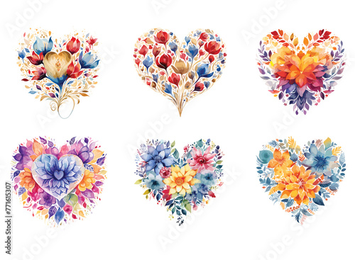 watercolor love shape Mandla floral vector