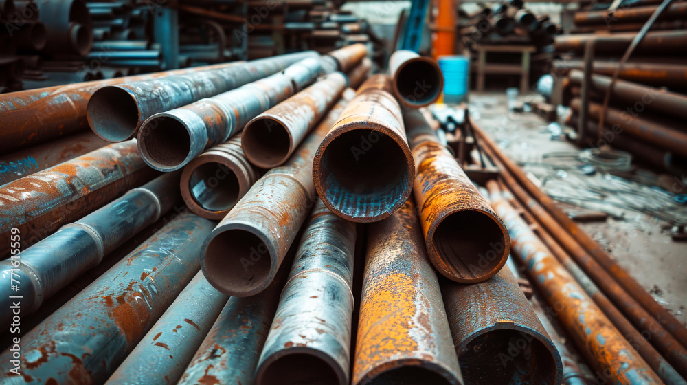 Steel Pipes and Valves in an Industrial Facility