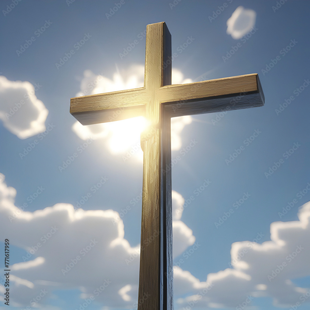A cross in the middle of the sky. A cross illustration. A cross in the middle of the sky. A cross illustration.