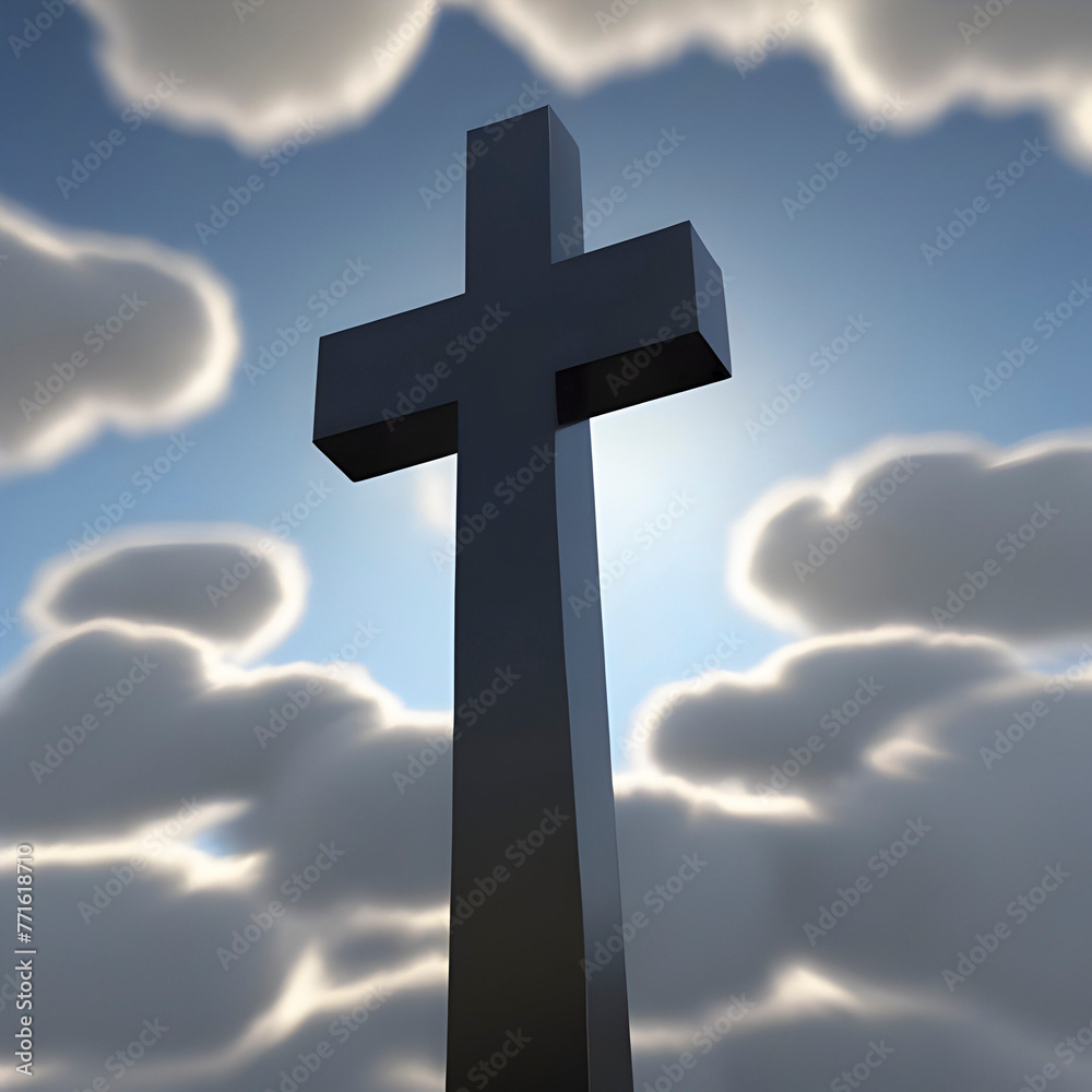 A cross in the middle of the sky. A cross illustration. A cross in the middle of the sky. A cross illustration.