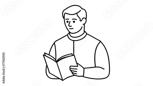 man reading book icon vector illustration
