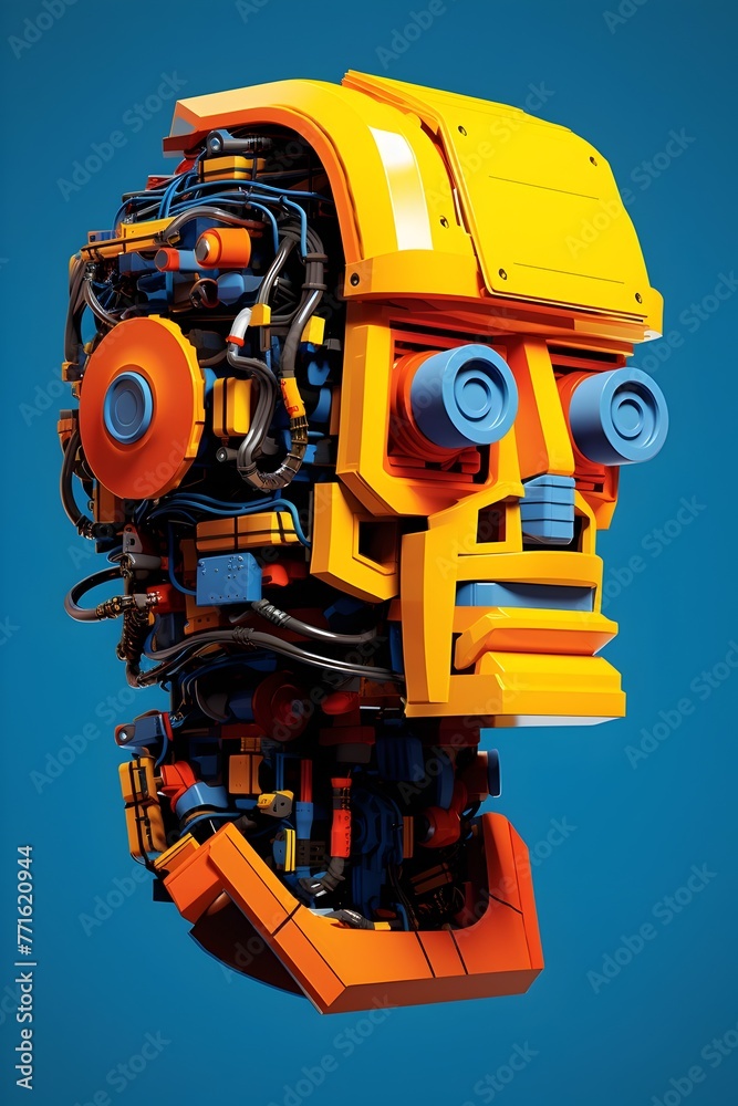 3D Anthropomorphic Pop Art: A Futuristic Robot's Geometrically-Inspired