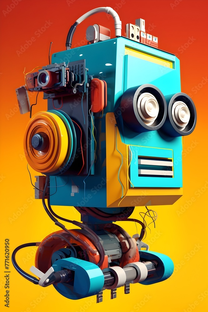 Fototapeta premium 3D Anthropomorphic Pop Art: A Visionary Twist on Robotic Design