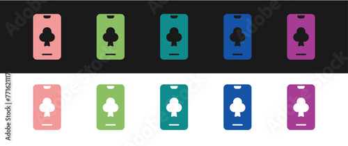 Set Online poker table game icon isolated on black and white background. Online casino. Vector