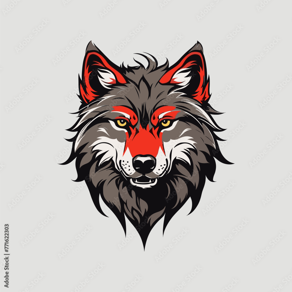 Powerful Wolf Face Vector Graphic