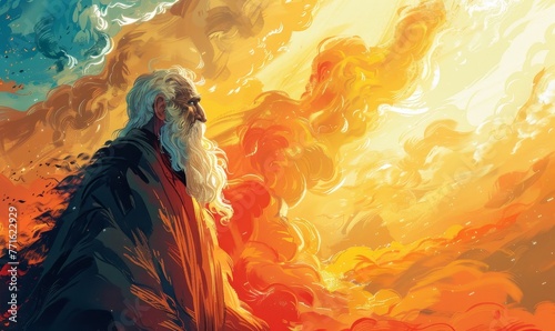 Background illustration of prophet Elijah the man who went to heaven without experiencing death Generative AI photo