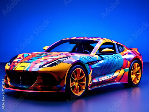 Colorful sports car in the studio.