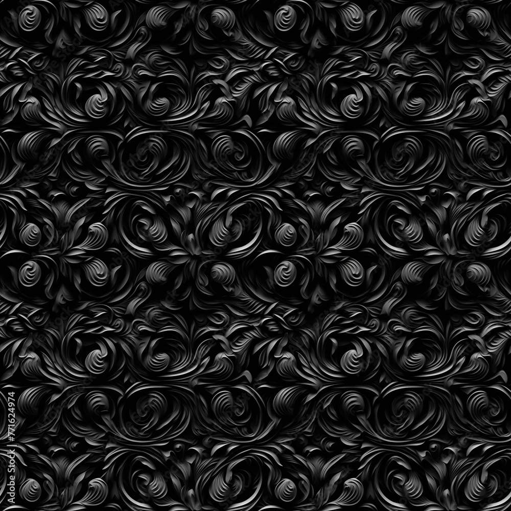 Black and white seamless pattern with classic foliage ornament. Seamless texture background. Black and white seamless pattern with classic foliage ornament. Seamless texture background.