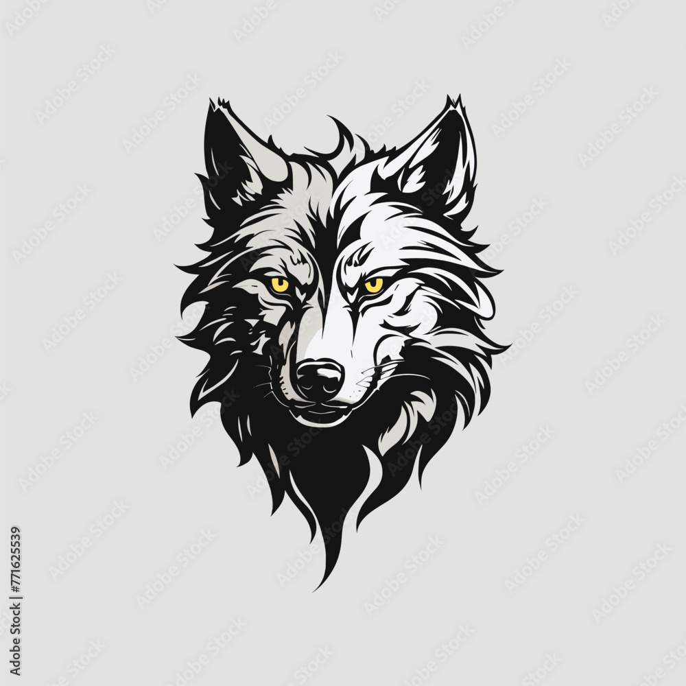 Mystical Wolf Head Ink Vector Mystical Wolf Head Ink Vector