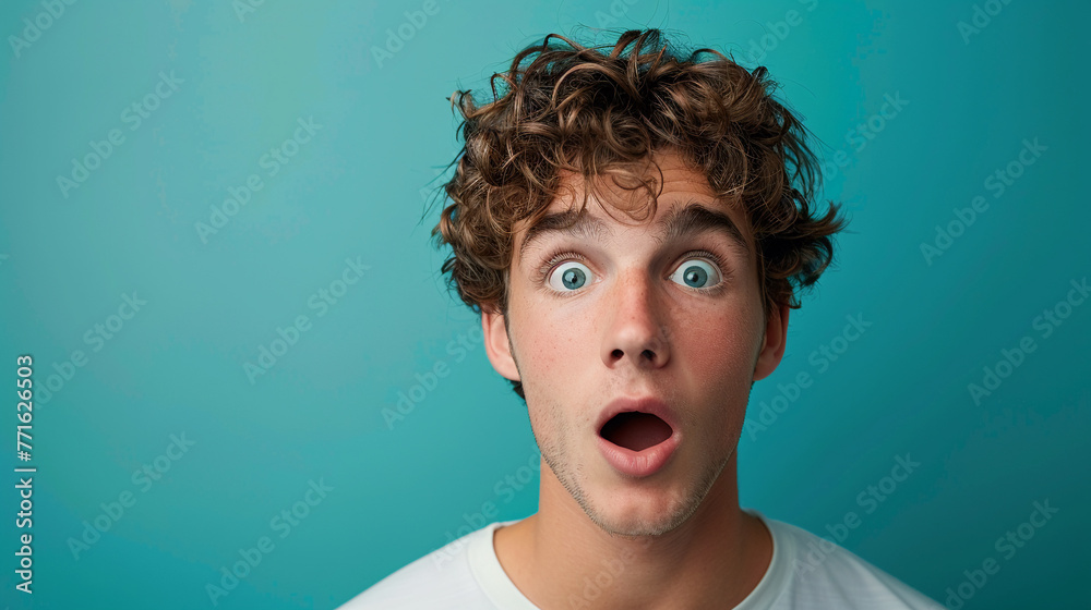 A portrait of a young white man his expression combining surprise and delight A portrait of a young white man his expression combining surprise and delight