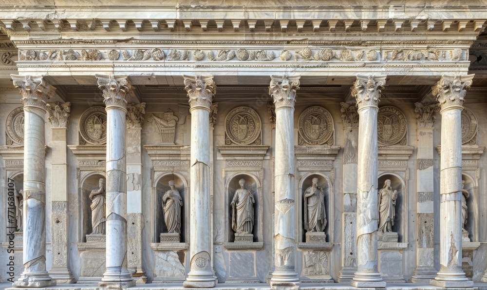 Background of a facade of a worship temple in the time of Jesus in the time of the Roman Empire, Generative AI