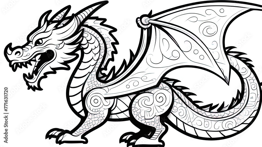 Naklejka premium 2024 year of the dragon, chinese new year. Happy Chinese New Year 2024, Dragon zodiac sign. logo. coloring book