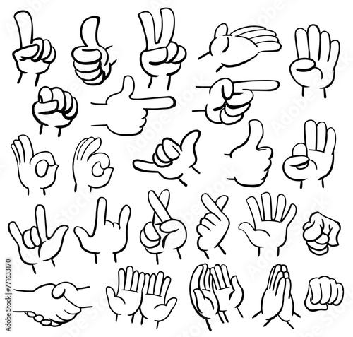 Hand gesture set vector hand drawn illustration (ID: 771633170)