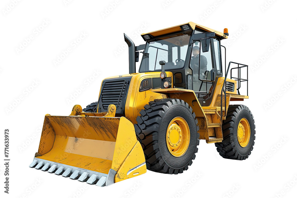 Yellow Skid Steer Loader isolated on a white background