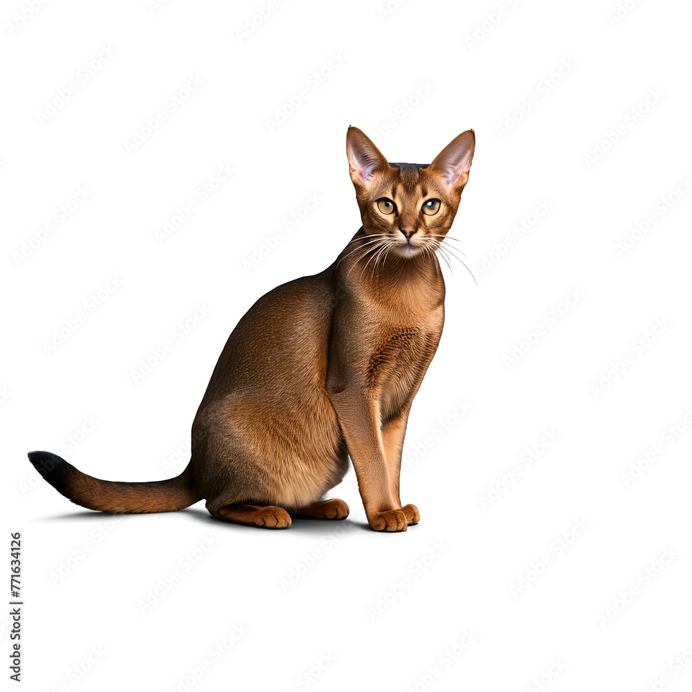 Silhouette of Abyssinian Cat isolated on transparent background