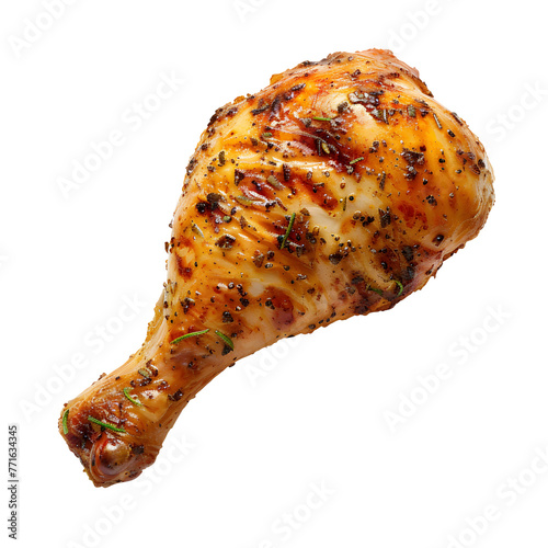 Roasted chicken leg isolated on transparent background PNG